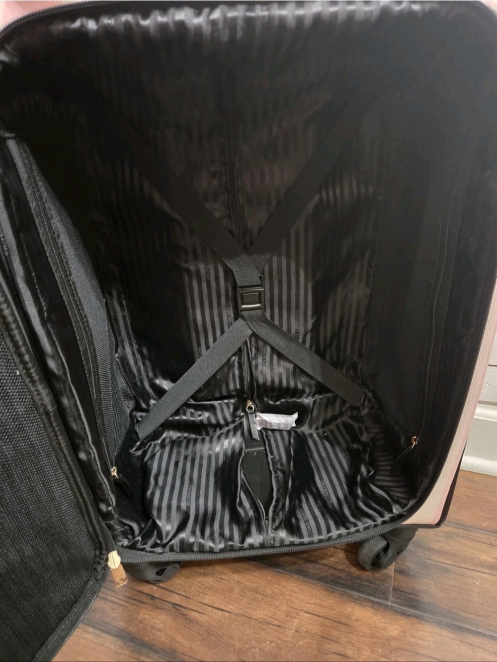 Victoria's Secret VS Iconic Pink Striped Upright Carry-On Wheelie Suitcase NWT - Picture 9 of 11